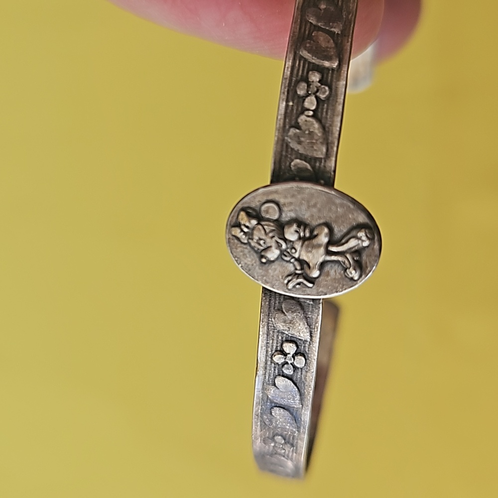 Vintage Minnie Mouse Child's Silver (like) Bracelet - Marked Walt Disney Prod.